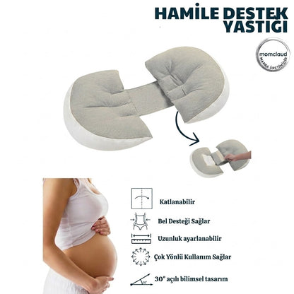 Ortopedik Hamile Destek Yastığı – Ayarlanabilir Bel ve Karın Destekli, 30° Açılı Ergonomik Doğum Öncesi Uyku Yastığı
